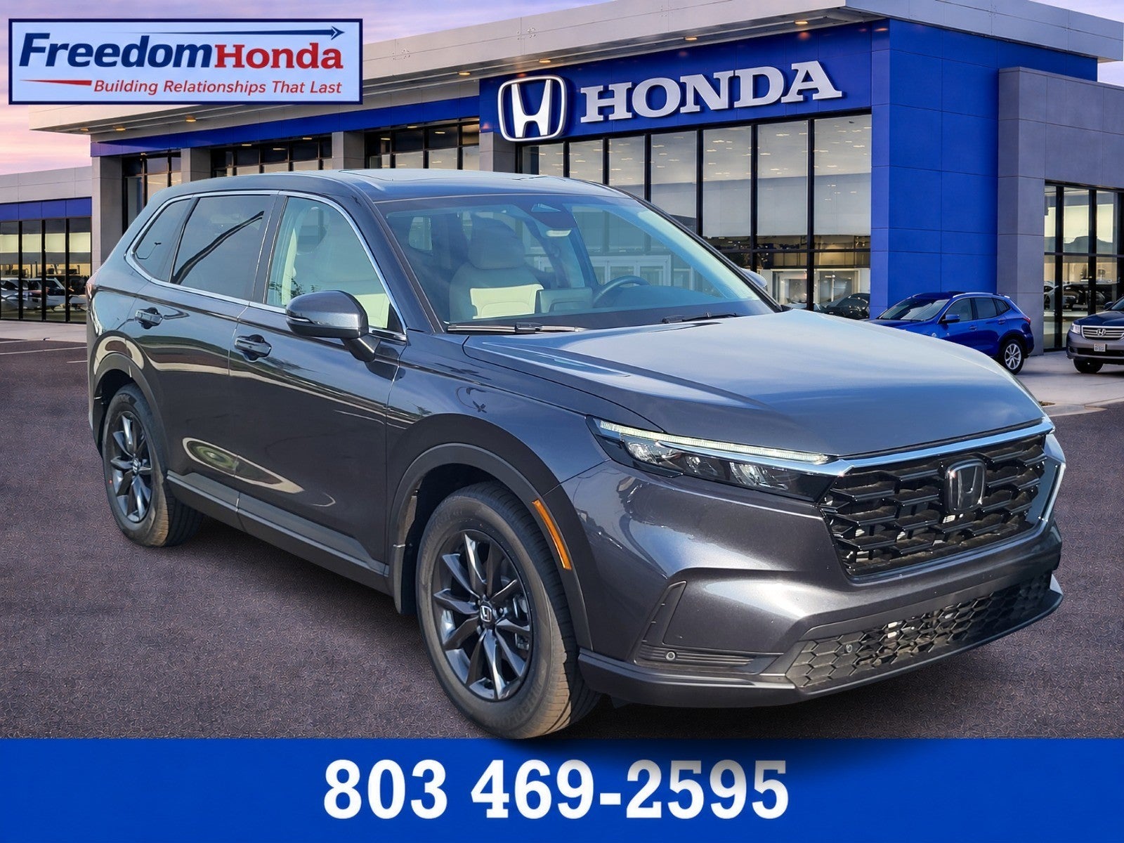 2026 Honda CR-V EX-L in Meteorite Gray Metallic — front three-quarter view