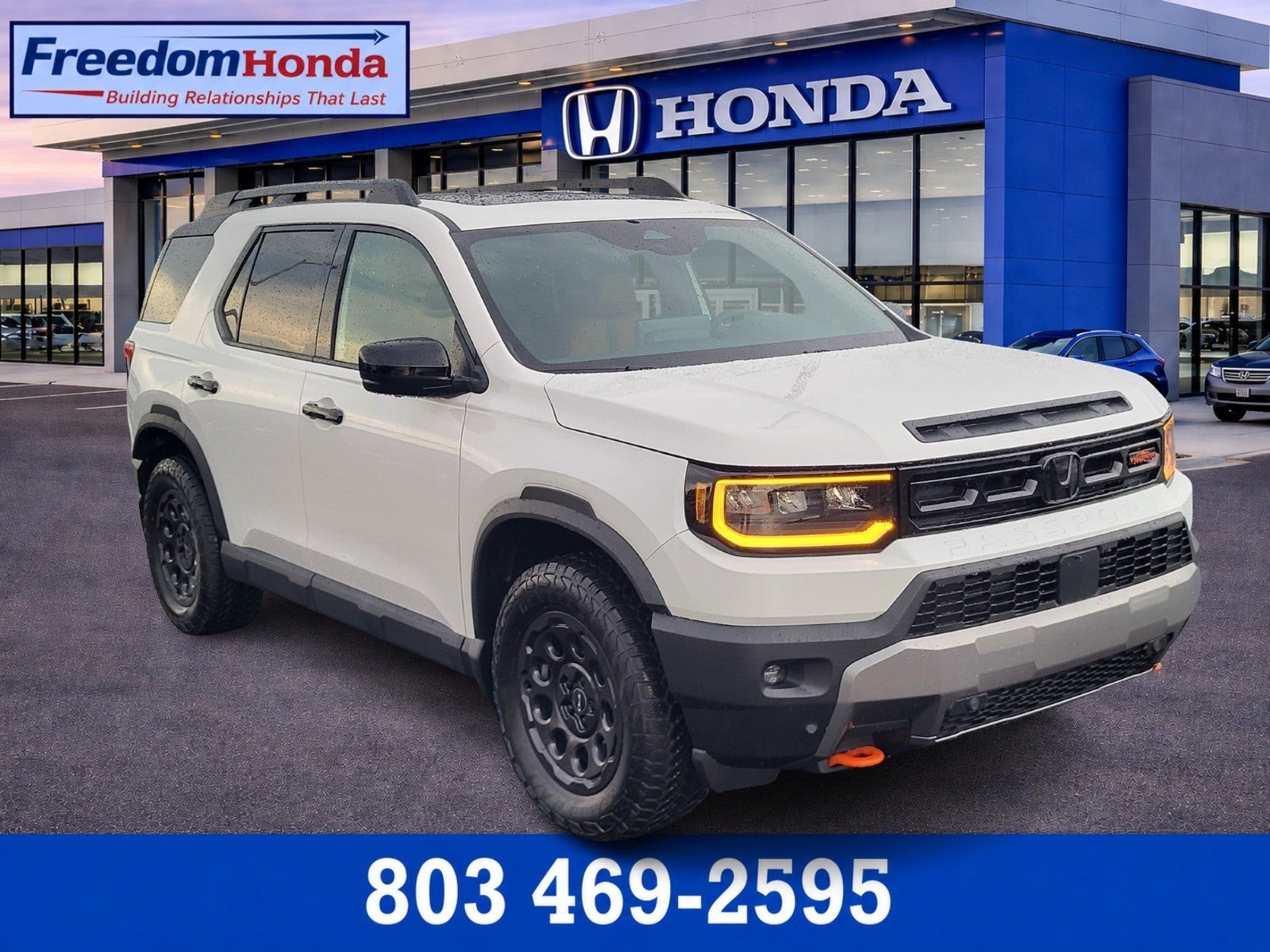 2026 Honda Passport TrailSport Elite Blackout in Platinum White Pearl — front three-quarter view