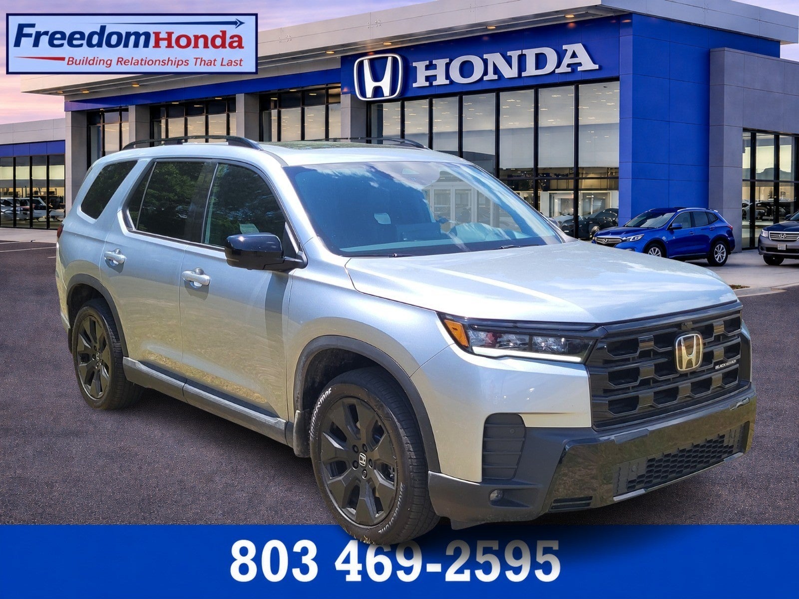 2026 Honda Pilot Black Edition in Solar Silver Metallic — front three-quarter view