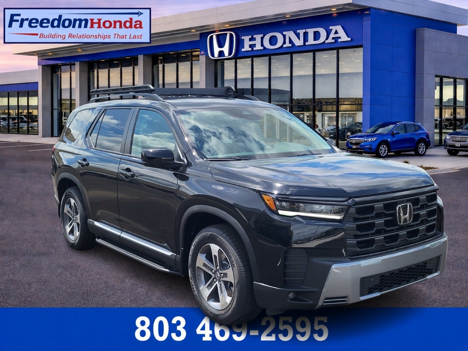 2026 Honda Pilot EX-L in Crystal Black Pearl — front three-quarter view
