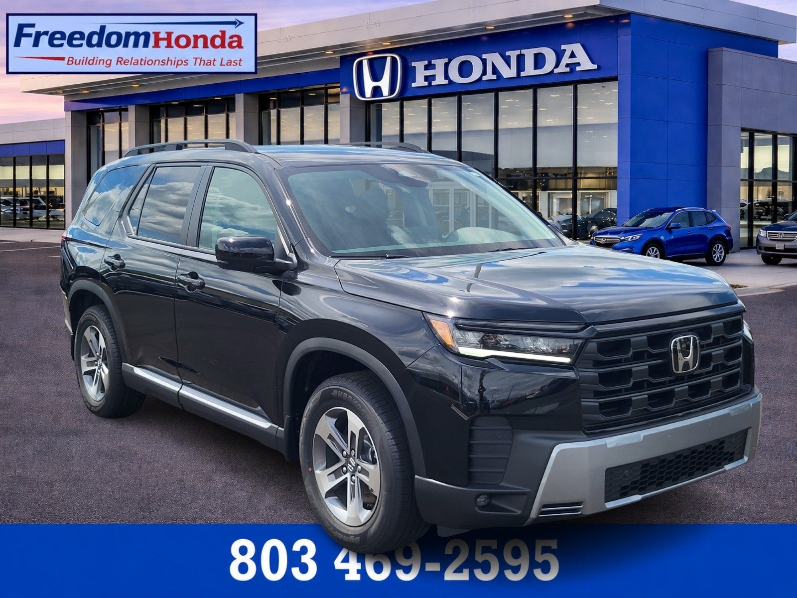 2026 Honda Pilot EX-L in Crystal Black Pearl — front three-quarter view