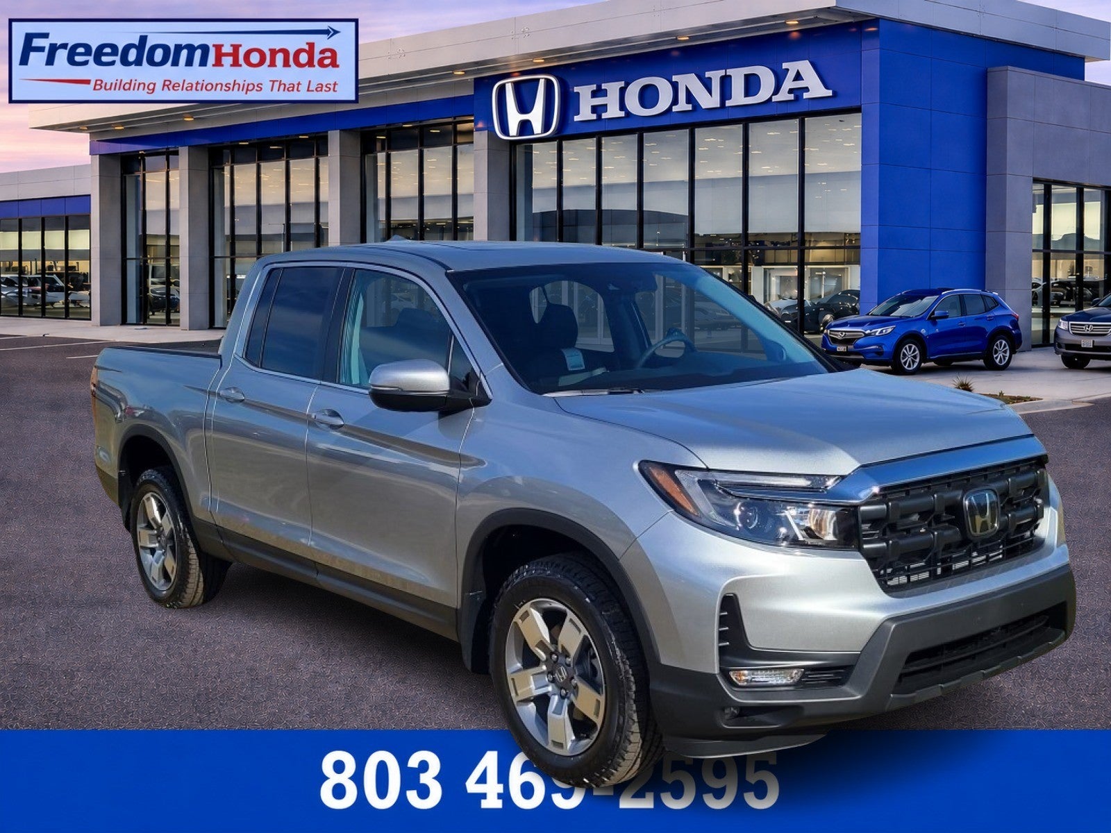 2026 Honda Ridgeline RTL in Solar Silver Metallic — front three-quarter view
